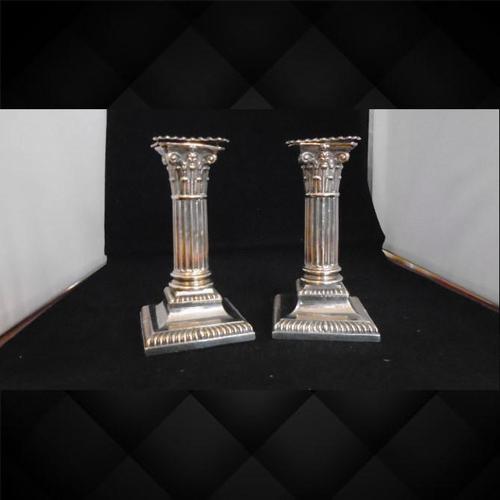 Pair of Silver Dwarf Corinthian Column Candlesticks (1 of 14) Pair of Silver Dwarf Corinthian Column Candlesticks (1 of 14)