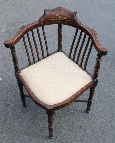 1900's Mahogany Corner Chair with Inlay (1 of 4)