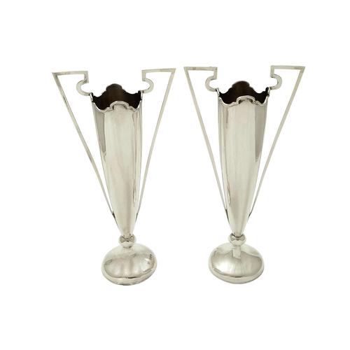 Pair of Antique Edwardian Sterling Silver Vases  1908 (1 of 7)