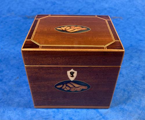 Georgian Single Mahogany Tea Caddy with Inlaid Shell (1 of 12)