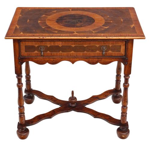 Queen Anne Revival Walnut Oyster Veneer Writing Side or Occasional Table c.1950 (1 of 11)