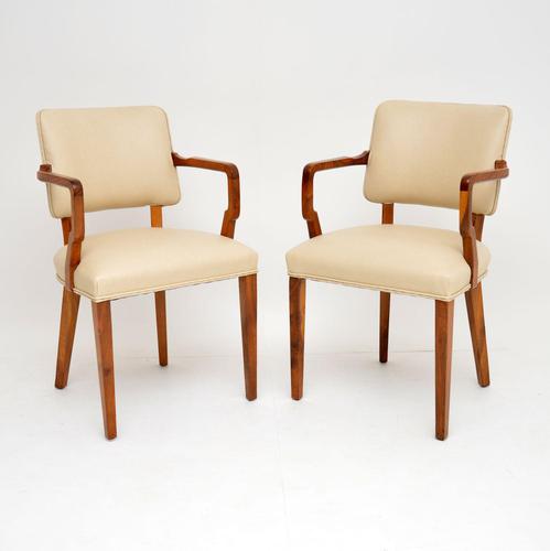 Pair of Vintage Art Deco Walnut Armchairs (1 of 9)