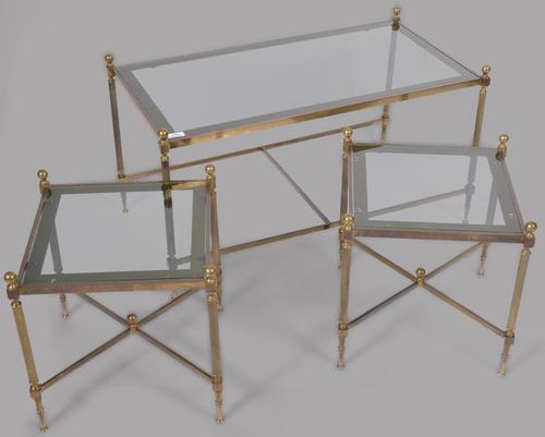 Set of Early - Mid 20th Century French Brass Nest of Tables (1 of 3) Set of Early - Mid 20th Century French Brass Nest of Tables (1 of 3)