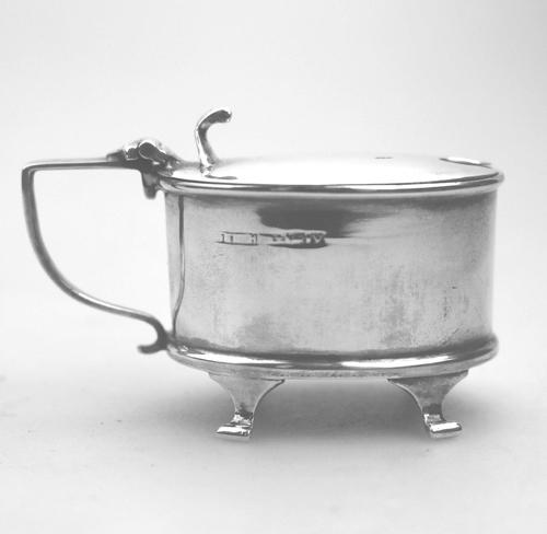 Solid Silver Oval Mustard & Liner Birmingham c.1920 (1 of 6)