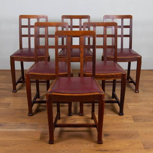 Set of 6 1930s Heals Lattice Back Oak Dining Chairs (1 of 13)