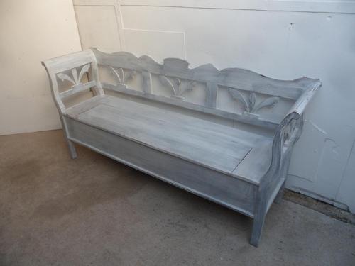 White & Grey 3 Seater Antique Pine Kitchen / Hall Box Settle/ Bench (1 of 10) White & Grey 3 Seater Antique Pine Kitchen / Hall Box Settle/ Bench (1 of 10)