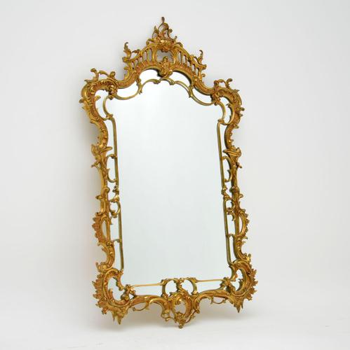 Large Antique Chippendale Style Gilt Brass Mirror (1 of 12) Large Antique Chippendale Style Gilt Brass Mirror (1 of 12)