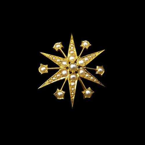 Antique Victorian Pearl 12 Point Star 15ct 15K Yellow Gold Pendant (1 of 6) Antique Victorian Pearl 12 Point Star 15ct 15K Yellow Gold Pendant (1 of 6)