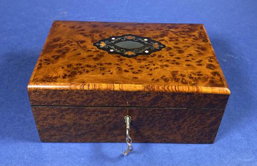 Victorian  French Burr Cedar Jewellery Box with It’s Original Interior (1 of 13)