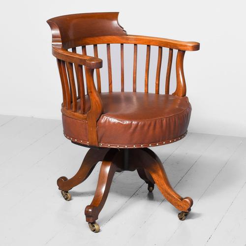 19th Century Mahogany Revolving Office Chair (1 of 8)