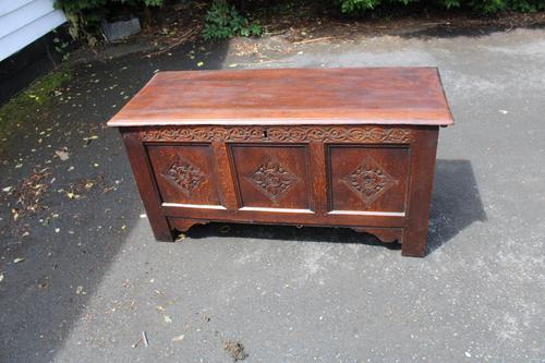 1940s Oak 3 Panel Coffer + Key & Candle Box (1 of 4)