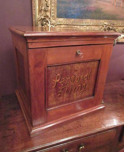 Antique Walnut Three Drawer Filing Cabinet c.1900 (1 of 9)