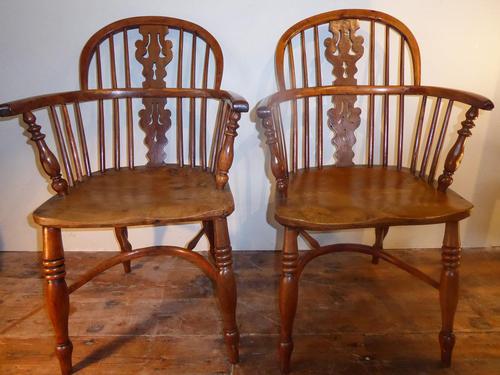 Matched Pair of Yew Windsor Chairs (1 of 13)