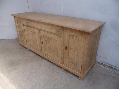 Large 2 Metre Antique Pine 4 Door Dresser Base / TV Stand to wax / paint (1 of 8)