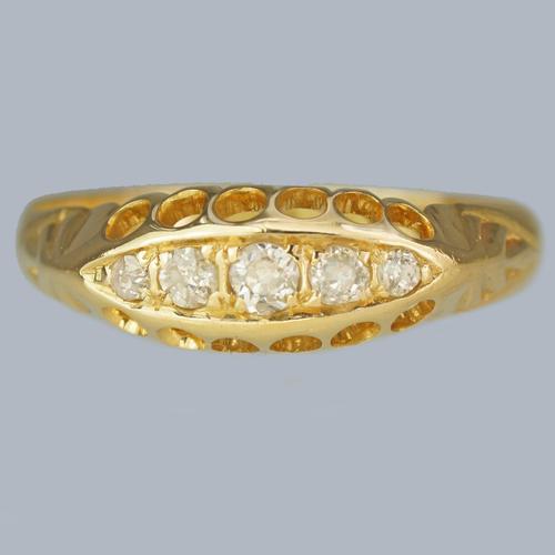 Edwardian Five-Stone Diamond Ring 18ct Gold Hallmarked Chester 1907 Antique Ring (1 of 8)