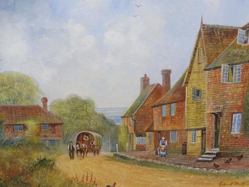 Large oil on canvas English countryside view Listed artist Richard Temple (Free shipping to Mainland England) (1 of 10) Large oil on canvas English countryside view Listed artist Richard Temple (Free shipping to Mainland England) (1 of 10)