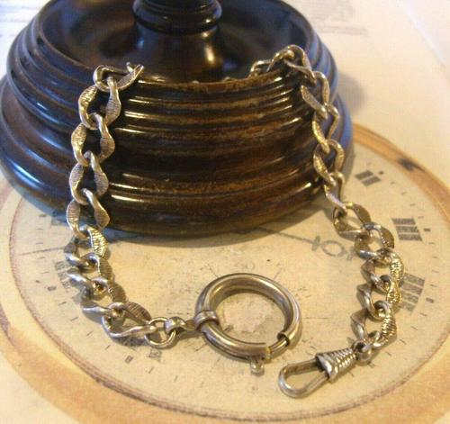 Antique German Pocket Watch Chain 1920s Ornate Silver Nickel Fancy Albert (1 of 11)