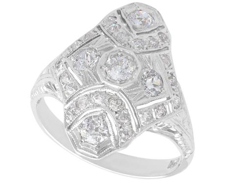 1.18ct Diamond & 14ct White Gold Dress Ring c.1930 (1 of 9) 1.18ct Diamond & 14ct White Gold Dress Ring c.1930 (1 of 9)