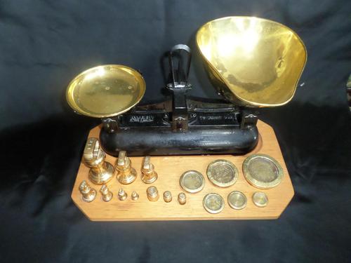 Avery Scales with Variety of Brass Weights on Especially Made Board (1 of 5)