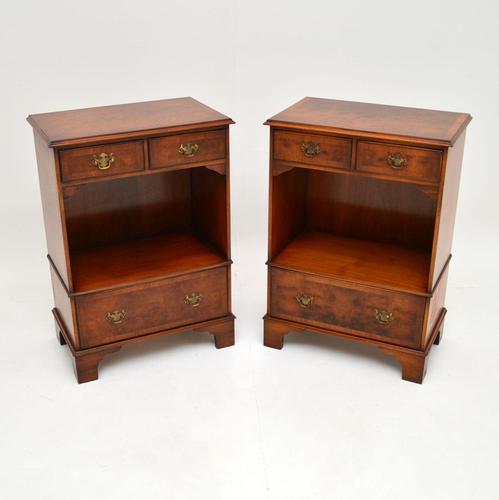 Pair of Antique Georgian Style Burr Walnut Bedside Cabinets (1 of 10)