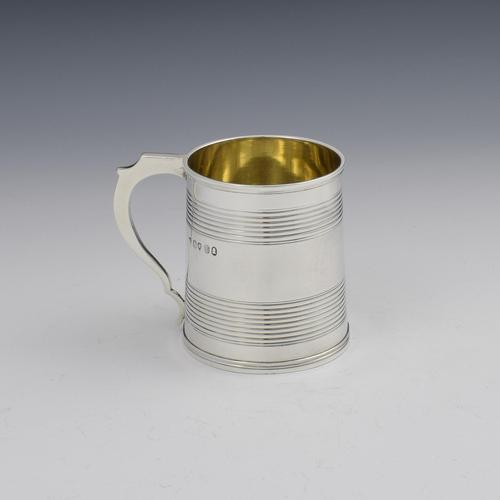 Small Georgian Silver Ribbed Beer / Christening Mug (1 of 8)