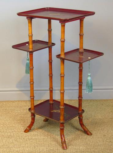 Antique French Lacquered & Faux Bamboo Table Stand (1 of 5)