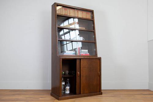 1930s Vintage Oak Glazed Bookcase Cabinet (1 of 16)