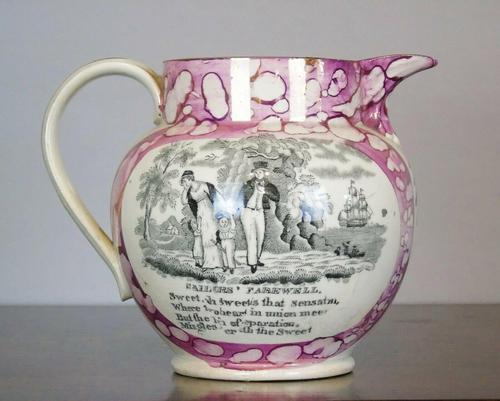 19th Century Sunderland Pink Lustre Jug Sailors Farewell (1 of 9)