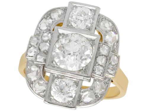 2.65ct Diamond & 18ct Yellow Gold, Platinum Set Dress Ring - French c.1925 (1 of 9) 2.65ct Diamond & 18ct Yellow Gold, Platinum Set Dress Ring - French c.1925 (1 of 9)