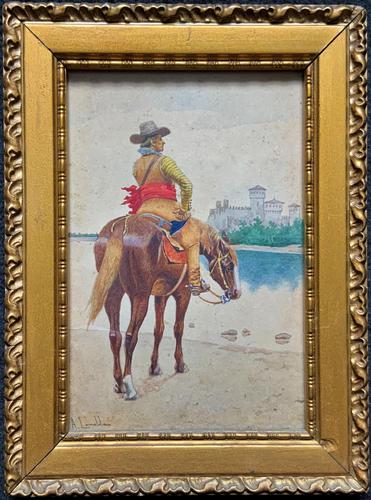 Exceptional Quality 19th Century Miniature Watercolour Painting of Horseman - Cowboy (1 of 11) Exceptional Quality 19th Century Miniature Watercolour Painting of Horseman - Cowboy (1 of 11)