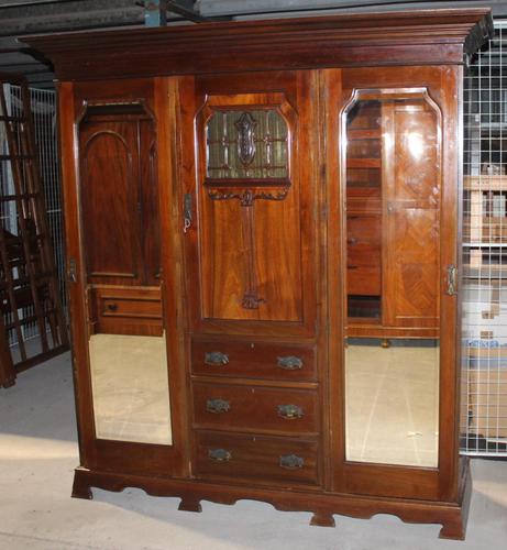 Large Art Nouveaux Mahogany Compactum Wardrobe (1 of 6)