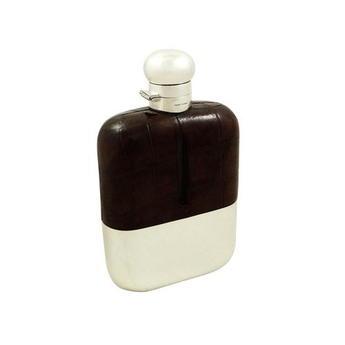 Huge Antique Victorian Silver Plated & Crocodile Leather 8" Hip Flask c.1890 (1 of 12) Huge Antique Victorian Silver Plated & Crocodile Leather 8" Hip Flask c.1890 (1 of 12)