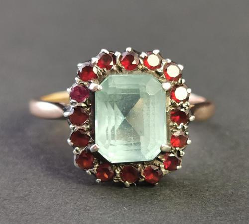 Antique Victorian Aquamarine & Garnet Ring, 9ct Gold (1 of 10)