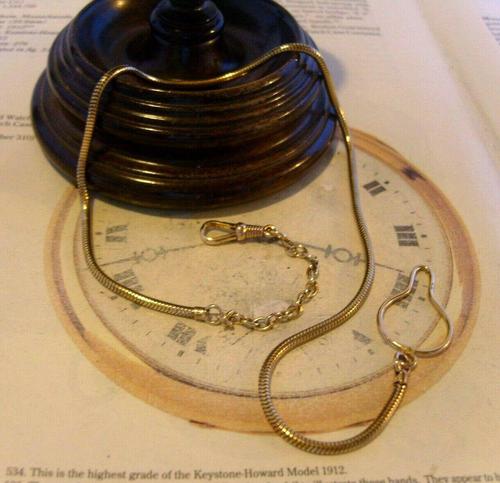 Vintage Pocket Watch 1940s Long 12ct Rolled Gold Snake Link Albert With Button Clip (1 of 12) Vintage Pocket Watch 1940s Long 12ct Rolled Gold Snake Link Albert With Button Clip (1 of 12)
