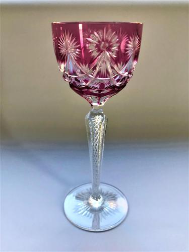 Vintage Bohemian Cranberry Cut Hock Glass (1 of 7) Vintage Bohemian Cranberry Cut Hock Glass (1 of 7)