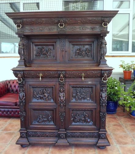 Country Oak Carved Cupboard Depicting Tavern Scenes 1800 (1 of 15) Country Oak Carved Cupboard Depicting Tavern Scenes 1800 (1 of 15)