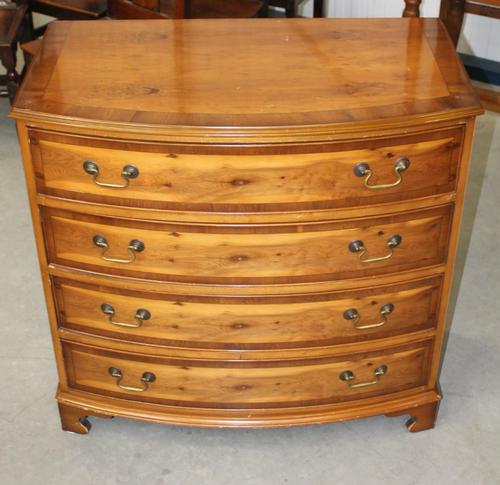 1960's Yew Wood Bow Front Chest of Drawers (1 of 4)