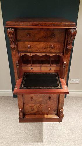 Antique Burr Walnut Secretaire Wellington Chest (1 of 7)