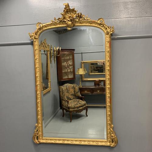 Large French gilt overmantle mirror 185cm (1 of 8)