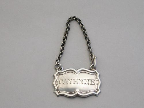 William IV Silver Sauce Label 'Cayenne' by Rawlings & Summers, London, 1836 (1 of 6) William IV Silver Sauce Label 'Cayenne' by Rawlings & Summers, London, 1836 (1 of 6)