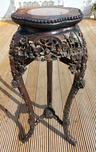 Tall 19th Century Chinese Marble Top Stand (1 of 4)