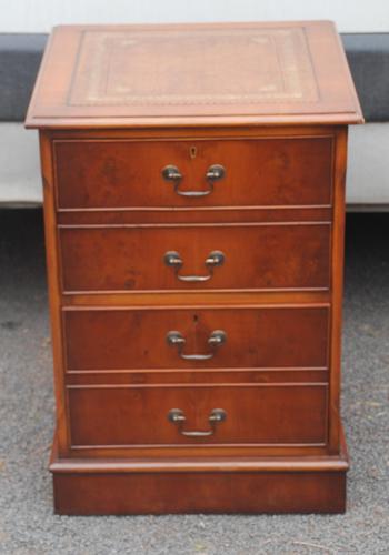 1960s Mahogany Small Filing Cabinet with Tan Leather Top (1 of 5)