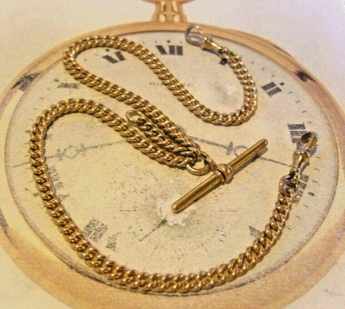 Victorian Pocket Watch Chain 1890s Antique 12ct Rose Gold Filled Albert With T Bar (1 of 12)