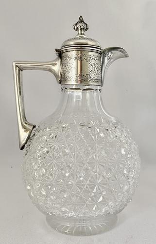 Silver & Crystalclaret Jug. Sheffield 1894. (1 of 10)