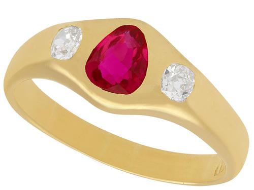 0.83ct Ruby & 0.40ct Diamond, 18ct Yellow Gold Dress Ring c.1930 (1 of 9) 0.83ct Ruby & 0.40ct Diamond, 18ct Yellow Gold Dress Ring c.1930 (1 of 9)