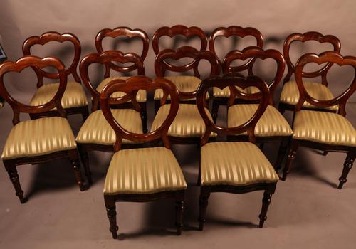 Good Set of 12 Victorian Mahogany Balloon Back Dining Chairs (1 of 8)