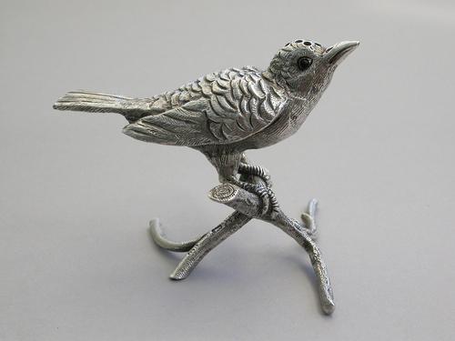 Edwardian Novelty Silver Bird on a Branch Pepper by George Bedingham, London, 1906 (1 of 12)