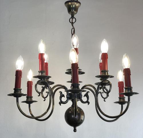 Vintage French Large 12 Arm Flemish Chandelier (1 of 12)