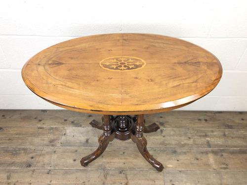 Victorian Walnut Oval Tilt Top Occasional Table (M-1713) (1 of 11)