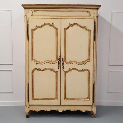 Early French Original Painted Armoire c.1750 (1 of 9)